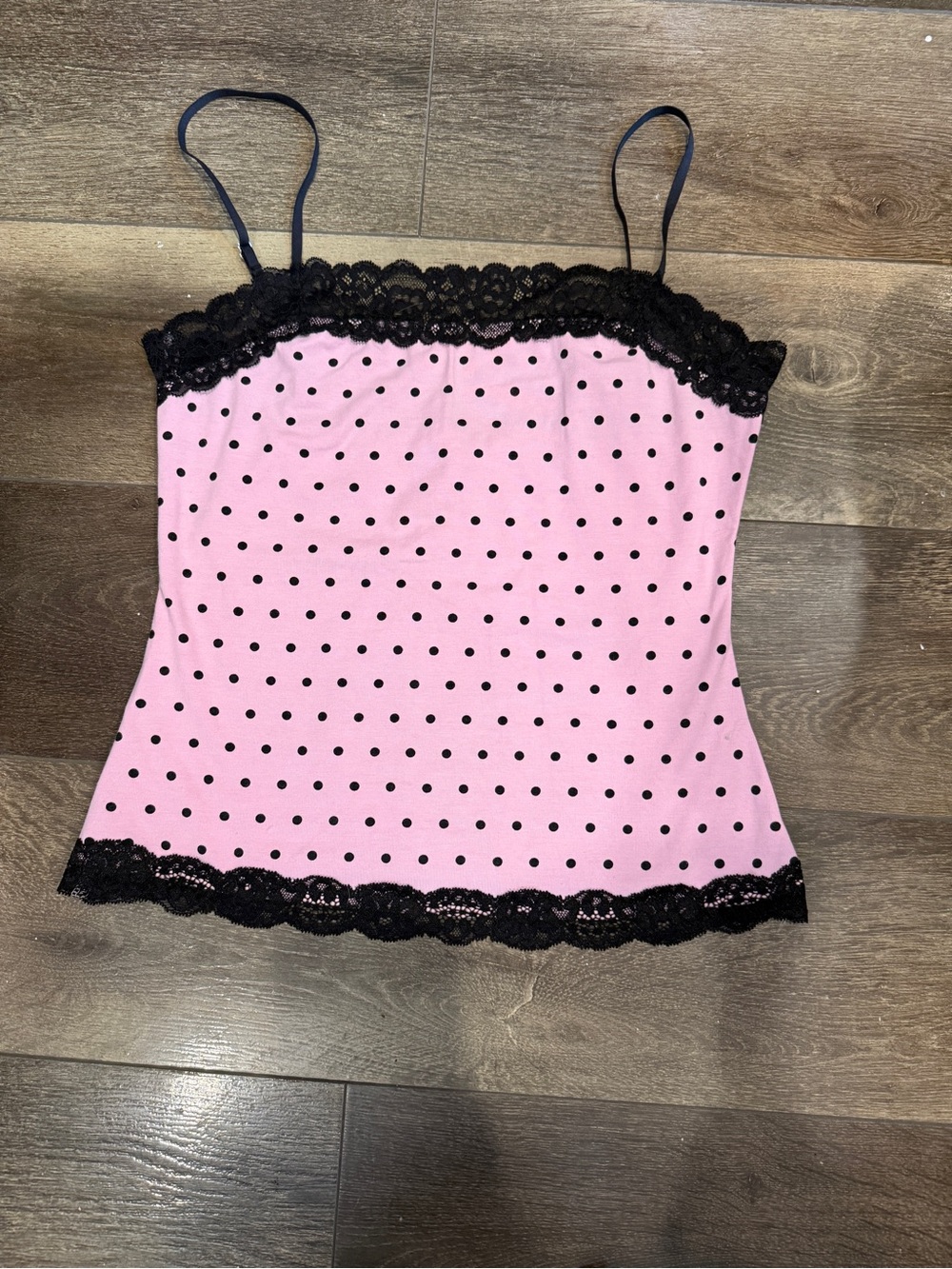 PINK x Frankie’s Bikinis Polka Dot Lace-Trim Cami Top